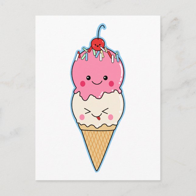 Cute Kawaii Ice Cream Postcard (Front)