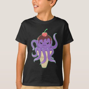 Cute Kawaii Ice Cream Purple Octopus T-shirt by DiaSuuArt at Zazzle