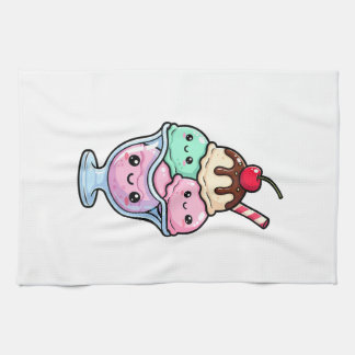 Cute Kawaii Ice Cream Sundae Kitchen Towel