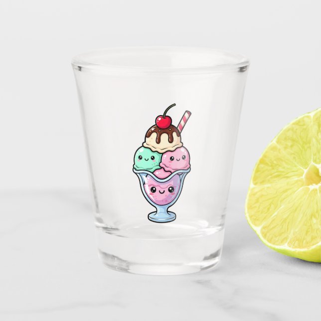 Cute Kawaii Ice Cream Sundae Shot Glass (Front)
