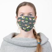 Cute kawaii Illustration pattern Sushi Adult Cloth Face Mask (Worn)