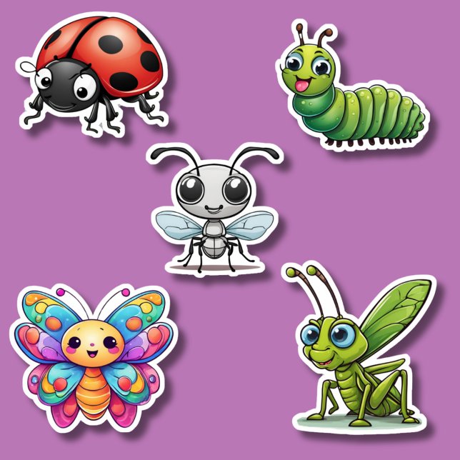 Cute Kawaii Insect Set Waterproof  Sticker (Creator Uploaded)