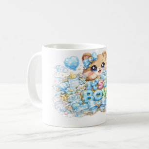 Cute Kawaii It's a Boy Teddy Bear Pastel Blue Newb Coffee Mug