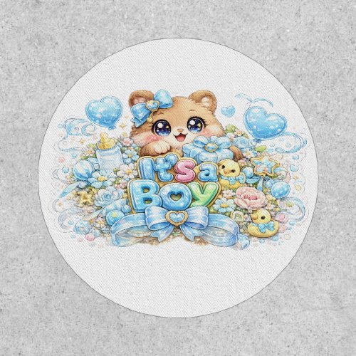Cute Kawaii It's a Boy Teddy Bear Pastel Blue Newb Patch