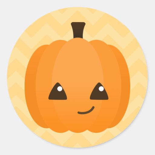 Cute Kawaii Jack o'Lantern Classic Round Sticker | Zazzle