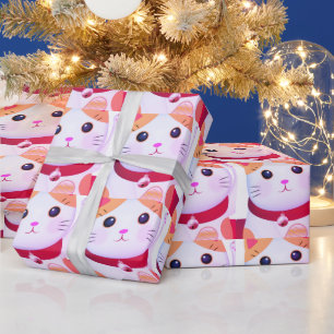 Cute Kawaii Japanese Aesthetic Cat Wrapping Paper 