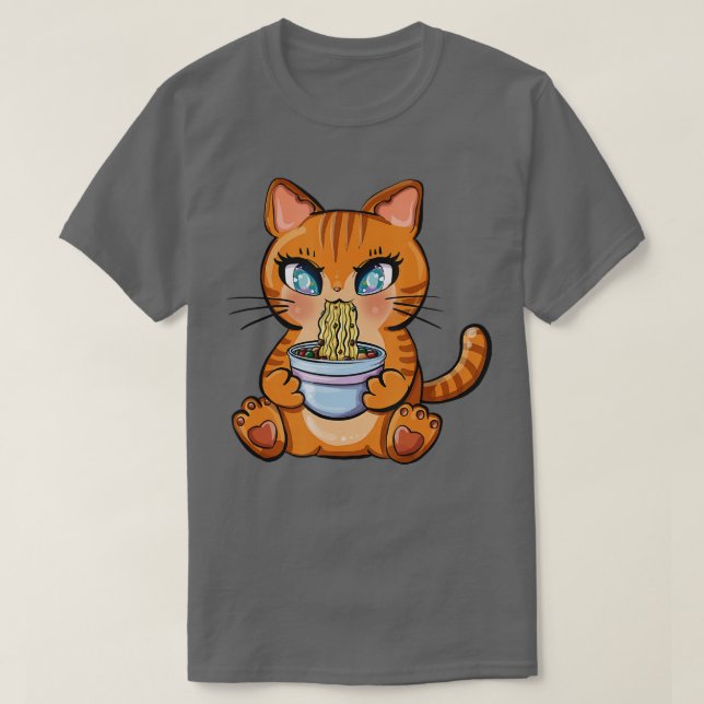 Cute Kawaii Japanese Anime Cat Ramen Gift  T-Shirt (Design Front)