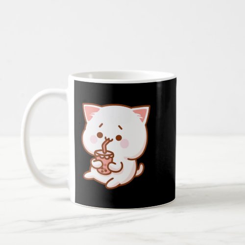 Cute Kawaii Japanese Cat Drinking Bobapng Coffee Mug