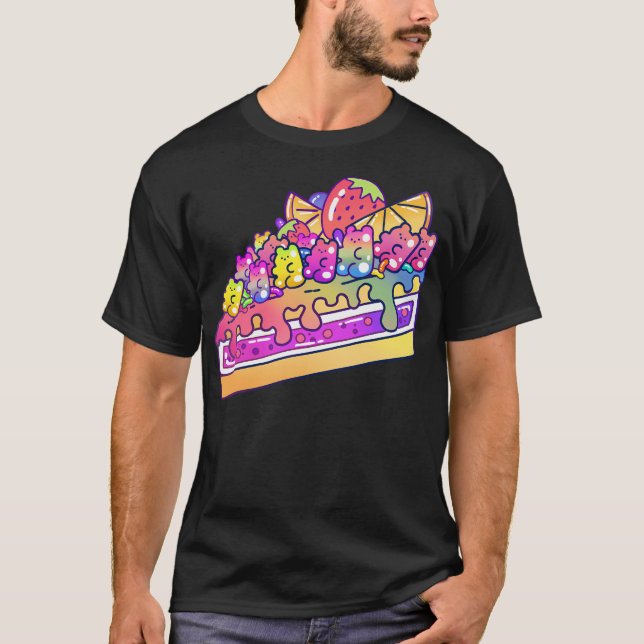 Cute Kawaii Jelly Bear Cake Slice T-Shirt (Front)