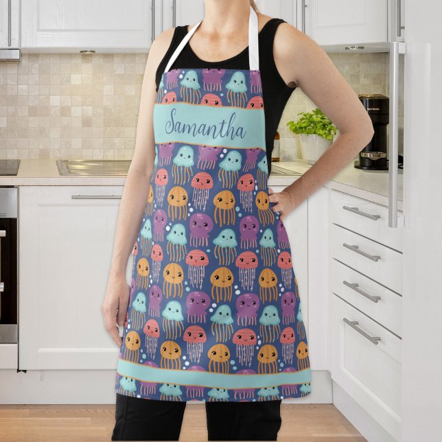 Cute Kawaii Jellyfish Personalized Apron (Cute Kawaii Jellyfish Personalized Apron)