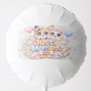 Cute Kawaii Just Married Couple Animals Pastel Pin Balloon