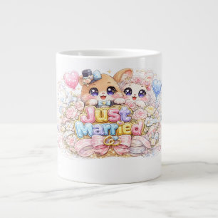 Cute Kawaii Just Married Couple Animals Pastel Pin Giant Coffee Mug