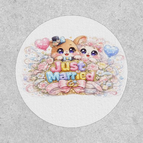 Cute Kawaii Just Married Couple Animals Pastel Pin Patch