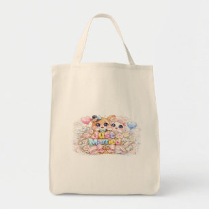 Cute Kawaii Just Married Couple Animals Pastel Pin Tote Bag