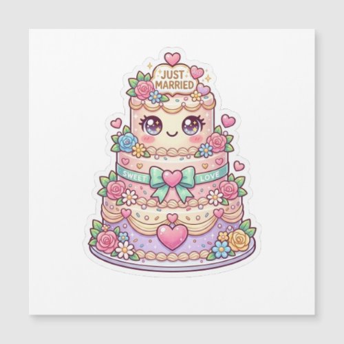 Cute Kawaii Just Married Wedding Cake Pastel Flora