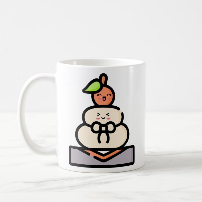 Cute Kawaii Kagami Mochi Coffee Mug (Left)