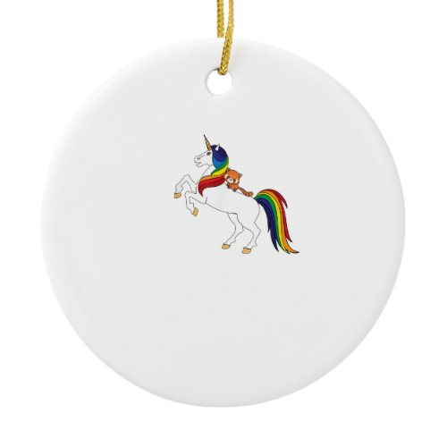 Cute Kawaii Kids Unicorn Red Panda Lover T-Shirt Ceramic Ornament
