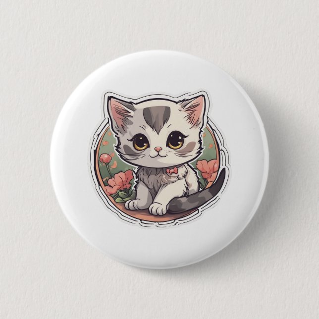 Cute Kawaii Kitten   Button (Front)