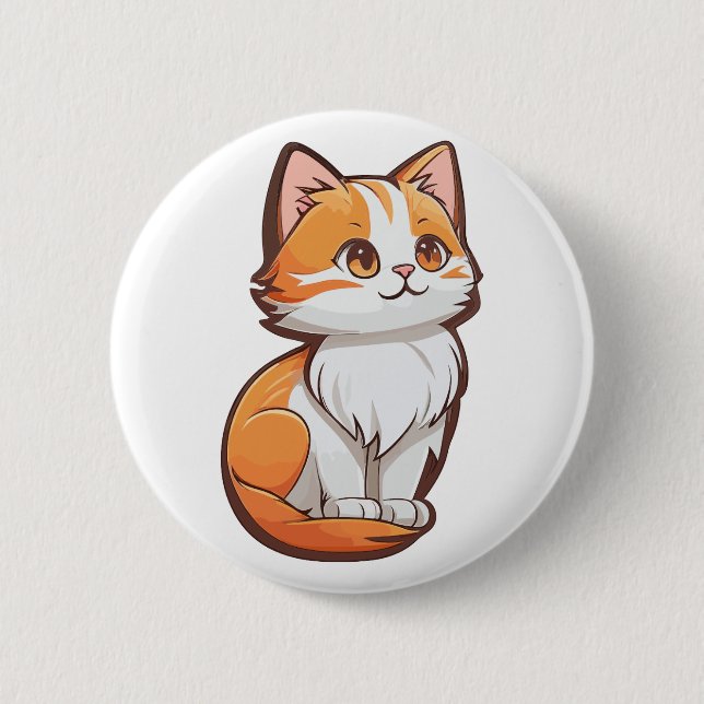 Cute Kawaii Kitten Button (Front)