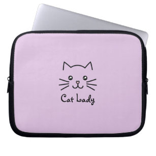 Cute Kawaii Kitten Cat Face Cat Lover Minimalist Laptop Sleeve