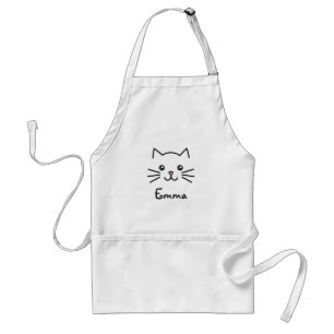 Cute Kawaii Kitten Cat Face With Pink Heart Nose Adult Apron