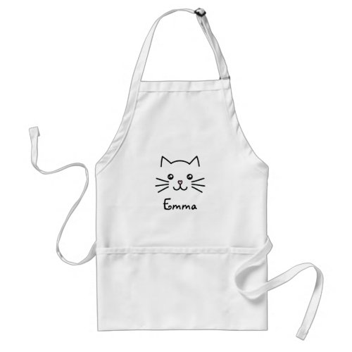 Cute Kawaii Kitten Cat Face With Pink Heart Nose Adult Apron