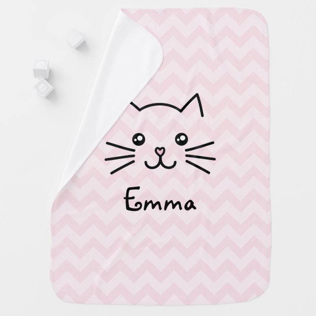 Cute Kawaii Kitten Cat Face With Pink Heart Nose Baby Blanket (In Situ)