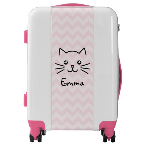 Cute Kawaii Kitten Cat Face With Pink Heart Nose Luggage