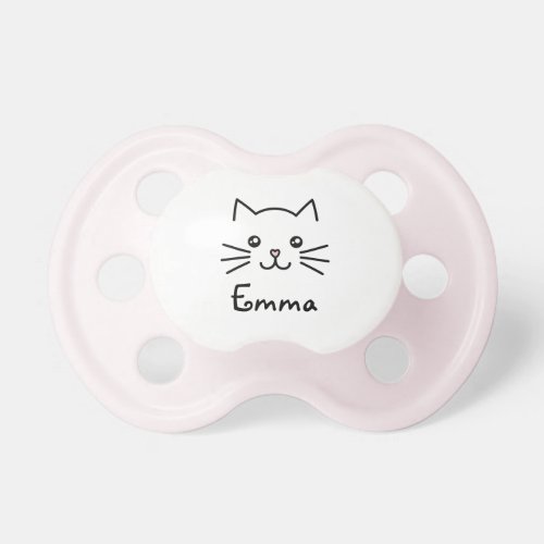 Cute Kawaii Kitten Cat Face With Pink Heart Nose Pacifier