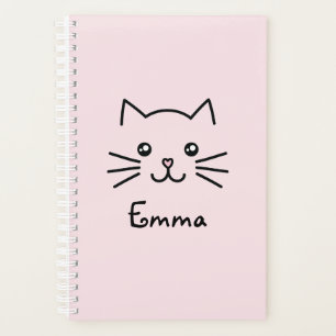 Cute Kawaii Kitten Cat Face With Pink Heart Nose Planner
