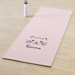 Cute Kawaii Kitten Cat Face With Pink Heart Nose Yoga Mat