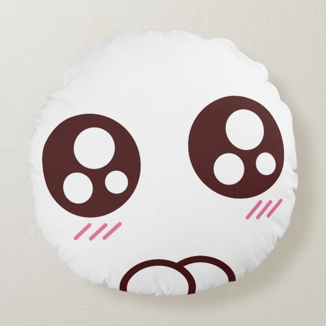 Cute Kawaii kitten emoji Round Pillow (Front)