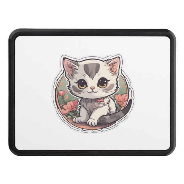 Cute Kawaii Kitten   Hitch Cover (Front)