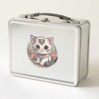 Cute Kawaii Kitten   Metal Lunch Box