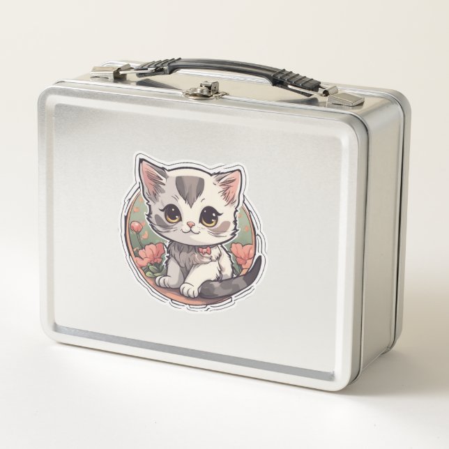 Cute Kawaii Kitten   Metal Lunch Box (Front)