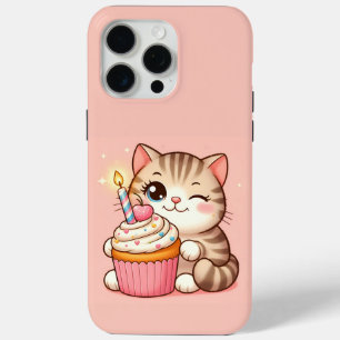 Cute Kawaii kitten with Cupcake iPhone 15 Pro Max Case
