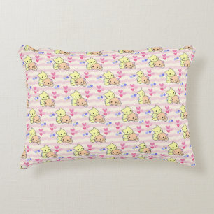 Cute Kawaii Kittens Pink Pastel Decorative Accent Pillow