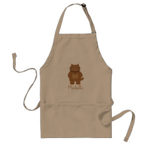 Cute Kawaii Kitty Cat Lover Monogram Add Your Name Adult Apron