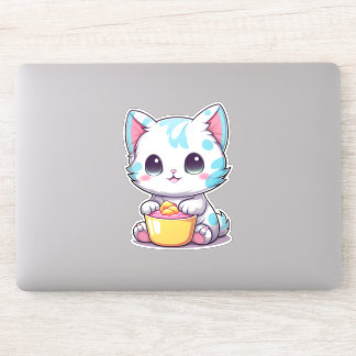Cute Kawaii Kitty Face | Sweet Cat Emblem Sticker