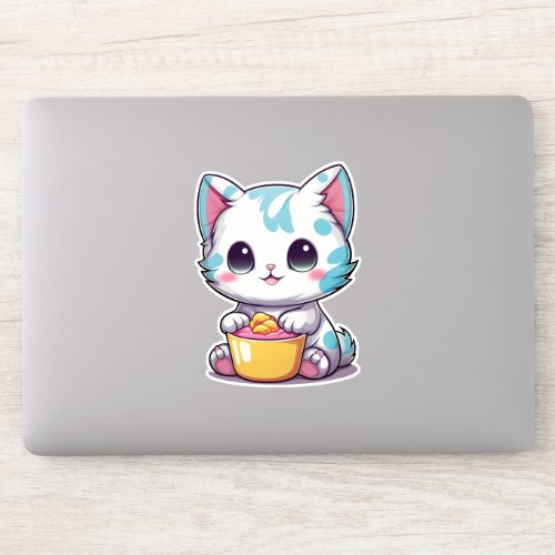 Cute Kawaii Kitty Face  Sweet Cat Emblem Sticker