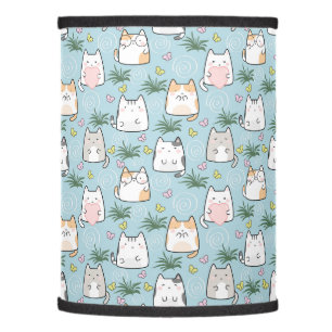 Cute kawaii kitty pattern azure blue lamp shade