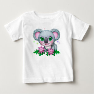 Cute Kawaii Koala Bear with Flowers  Baby T-Shirt