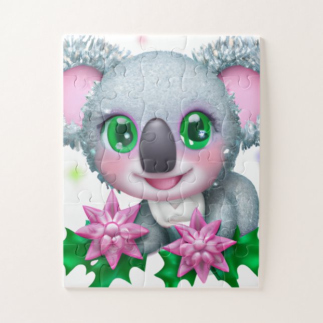Cute Kawaii Koala Bear with Flowers  Jigsaw Puzzle (Vertical)