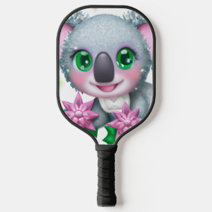Cute Kawaii Koala Bear with Flowers Pickleball Paddle