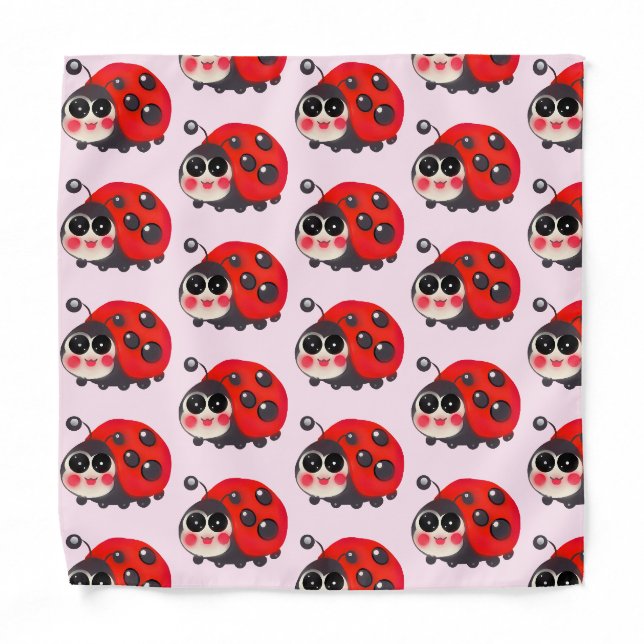 Cute Kawaii Ladybug Pattern  Bandana (Front)