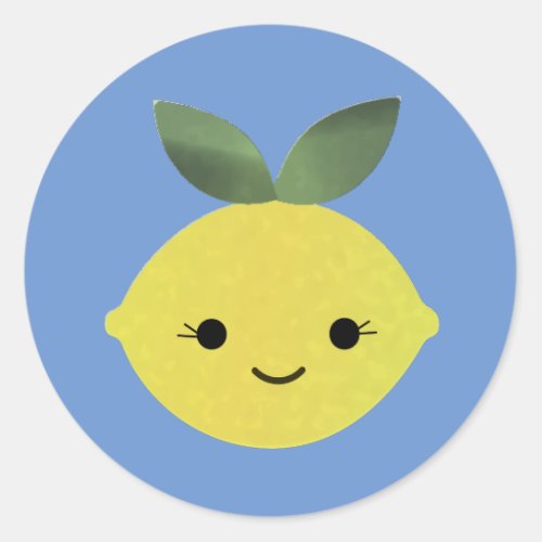 Cute Kawaii Lemon Classic Round Sticker