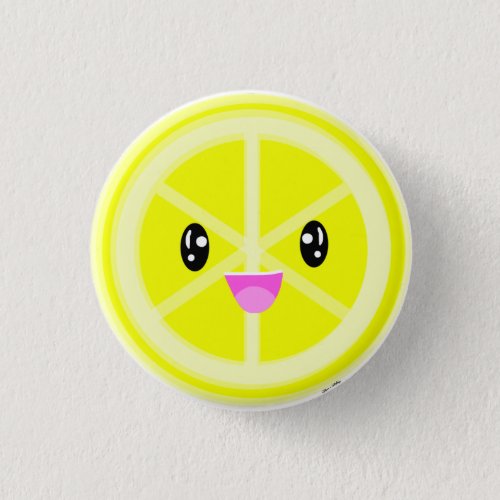 Cute Kawaii Lemon Fruit Citrus Fun Lemonade Girls Button