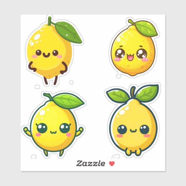 cute kawaii lemons sticker (Sheet)