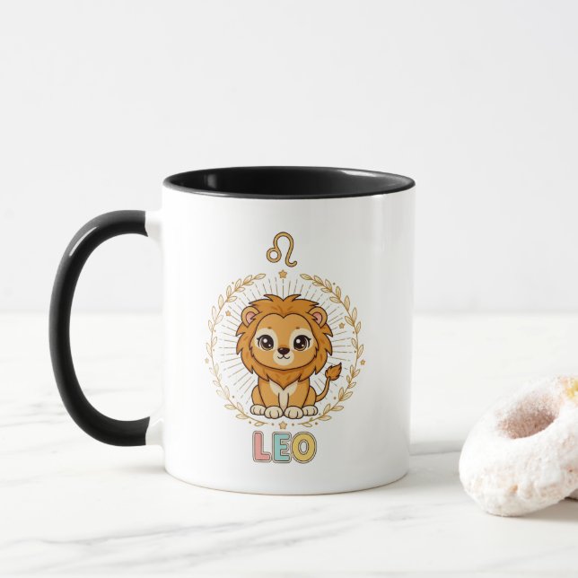 Cute Kawaii Leo Zodiac Sign Mug (With Donut)