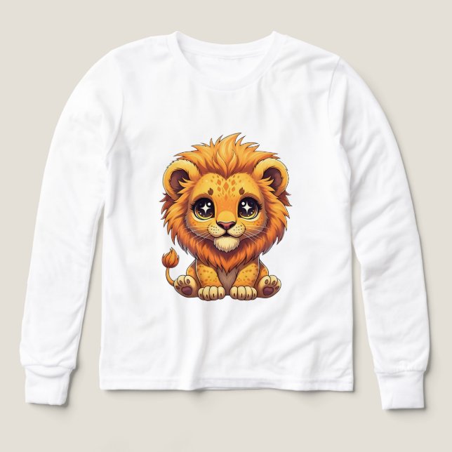 Cute Kawaii Lion Cub Graphic Tri-Blend Shirts (Design Front)